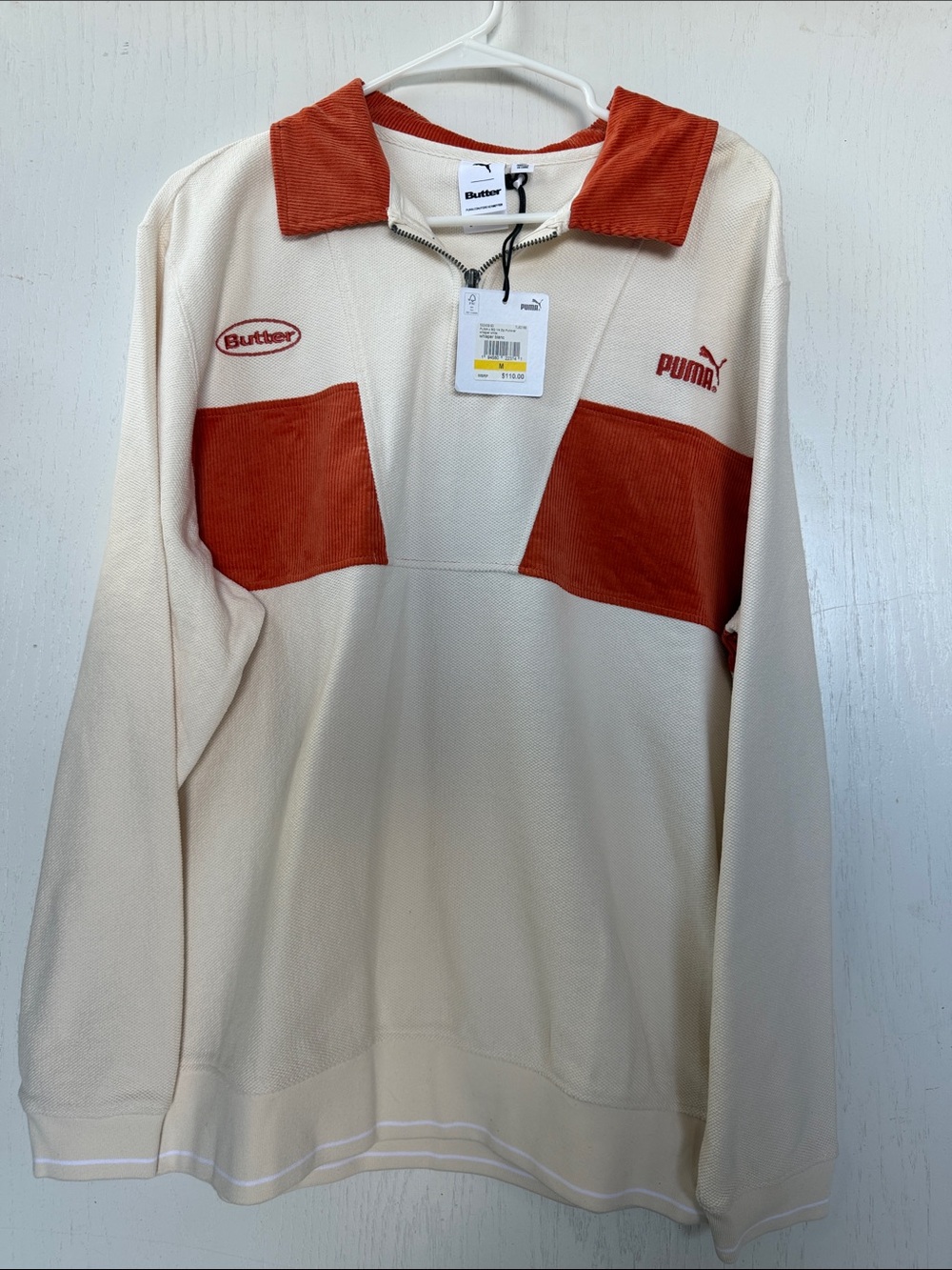 PUMA x Butter Goods Men’s M Colorblock 1/4 Zip Corduroy Collared Sweatshirt NWT